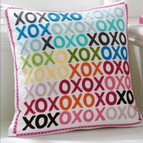 Pottery Barn Teen Rainbow XO Pillow Cover Love Hugs Kisses Valentine's Day - Picture 1 of 5